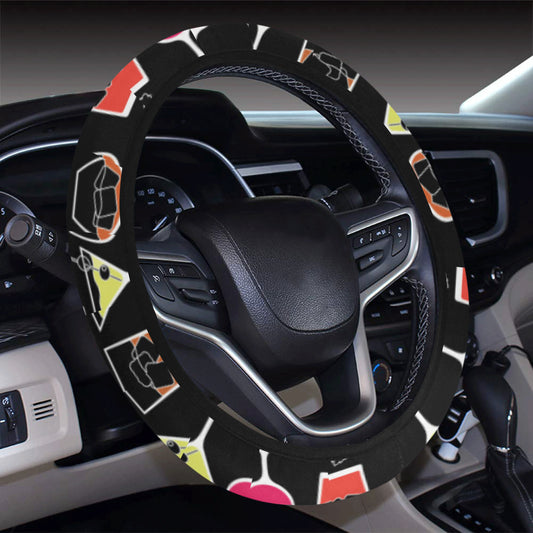 Cocktail Pattern Print Design 01 Steering Wheel Cover with Elastic Edge