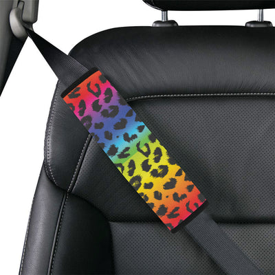 Rainbow Leopard Pattern Print Design A01 Car Seat Belt Cover