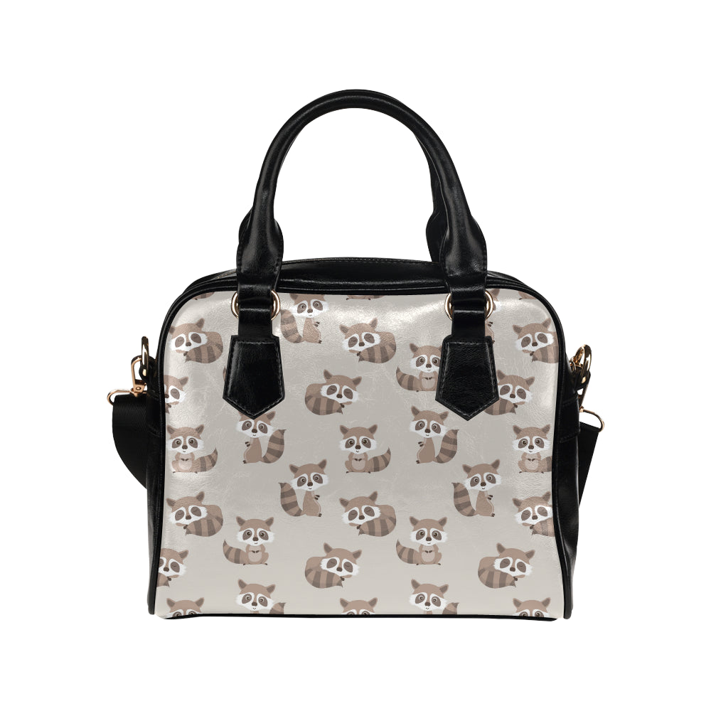 Raccoon Pattern Print Design A05 Shoulder Handbag