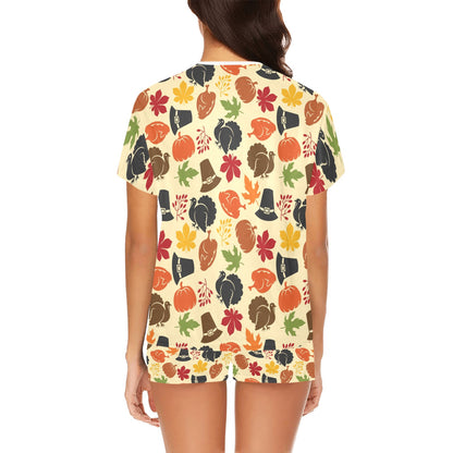 Thanksgiving Print Design LKS303 Women's Short Pajama Set