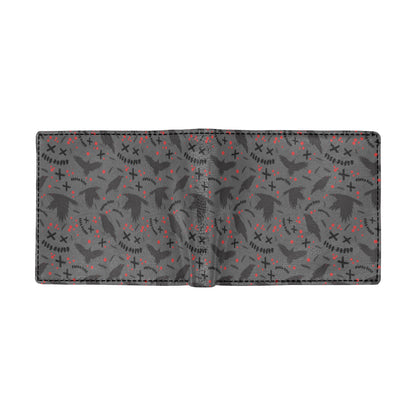Crow Pattern Print Design 02 Men's ID Card Wallet