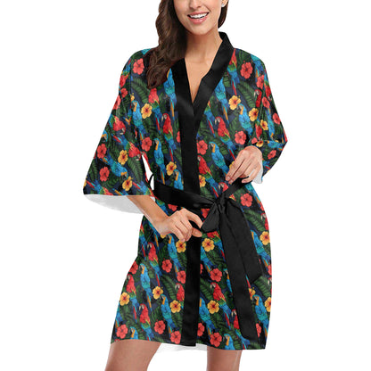 Parrot Pattern Print Design A01 Women's Short Kimono