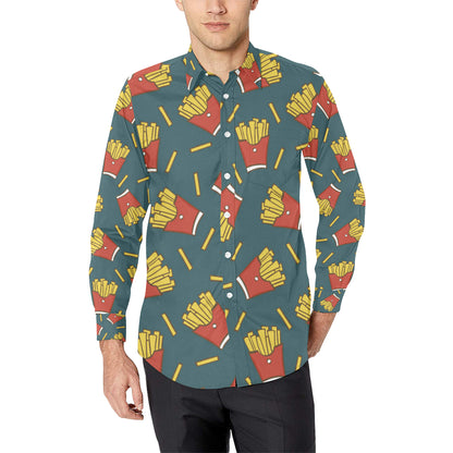 French Fried Pattern Print Design 04 Men's Long Sleeve Shirt