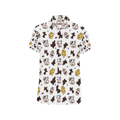 Cow Pattern Print Design 06 Men's Short Sleeve Button Up Shirt
