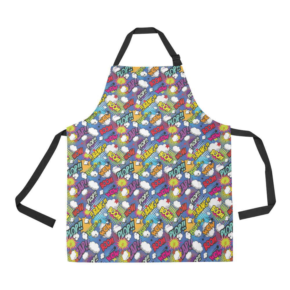 Comic Book Pattern Print Design 02 Apron with Pocket
