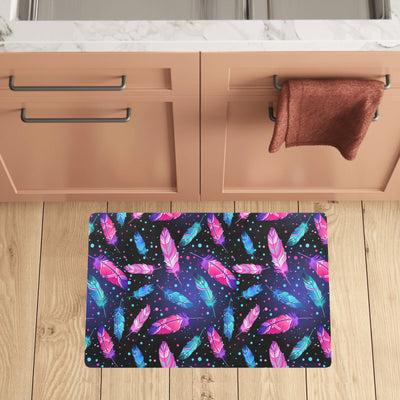 Feather Colorful Boho Design Print Kitchen Mat