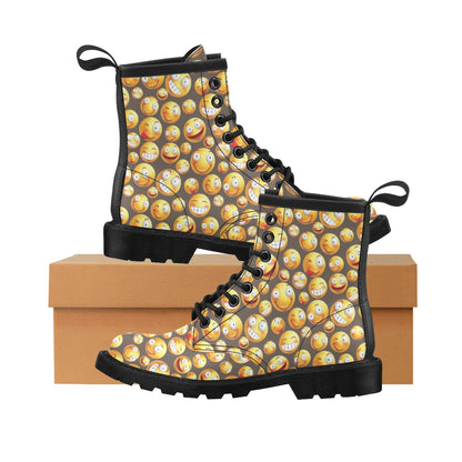Smiley Face Emoji Print Design LKS303 Women's Boots