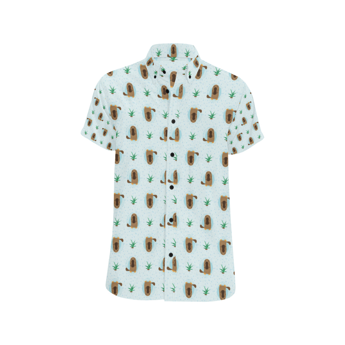 Platypus Pattern Print Design A04 Men's Short Sleeve Button Up Shirt