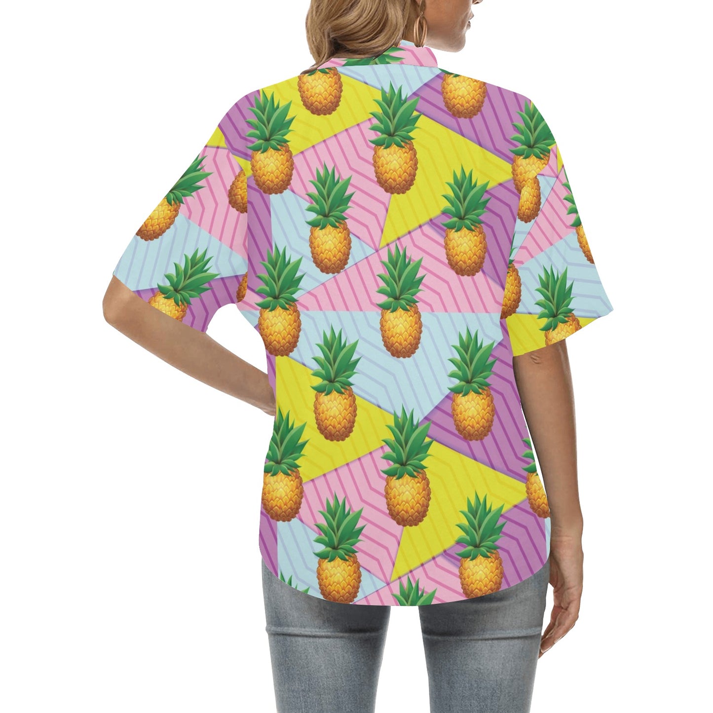 Pineapple Pattern Print Design PP05 Women's Hawaiian Shirt