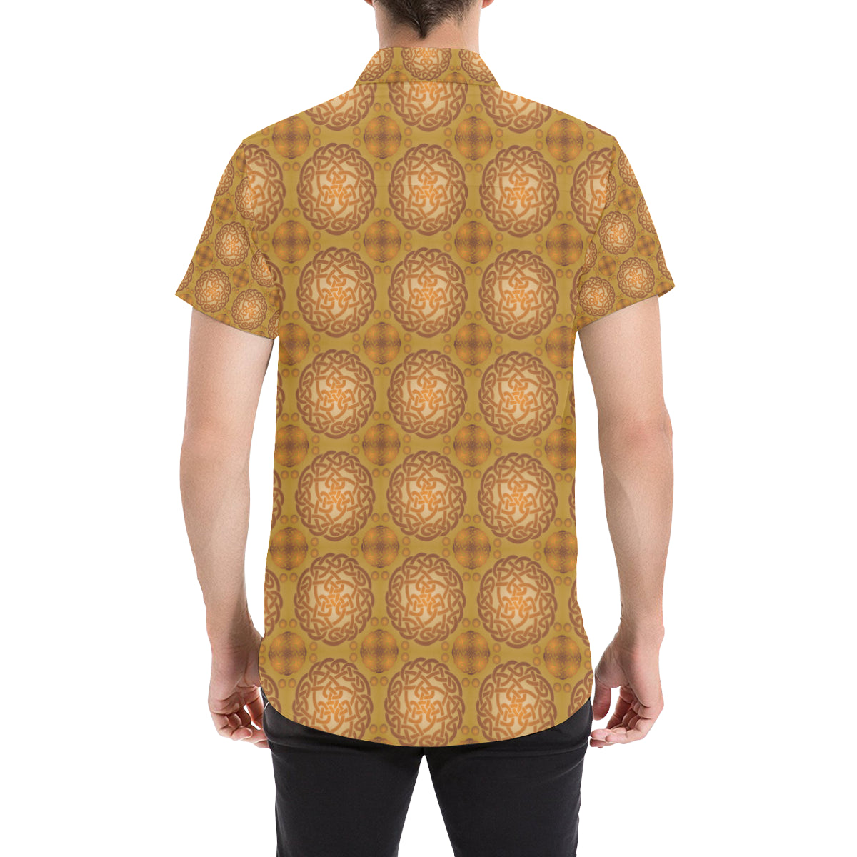 Celtic Pattern Print Design 01 Men's Short Sleeve Button Up Shirt