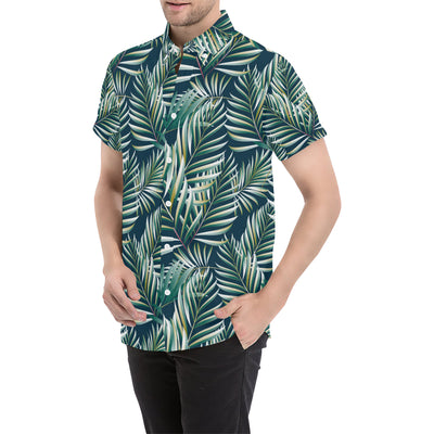 Sun Spot Tropical Palm Leaves hower Curtain Men's Short Sleeve Button Up Shirt