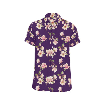 Magnolia Pattern Print Design MAG02 Men's Short Sleeve Button Up Shirt