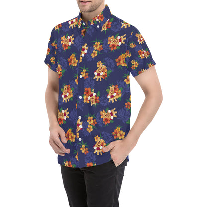 Hawaiian Themed Pattern Print Design H02 Men's Short Sleeve Button Up Shirt