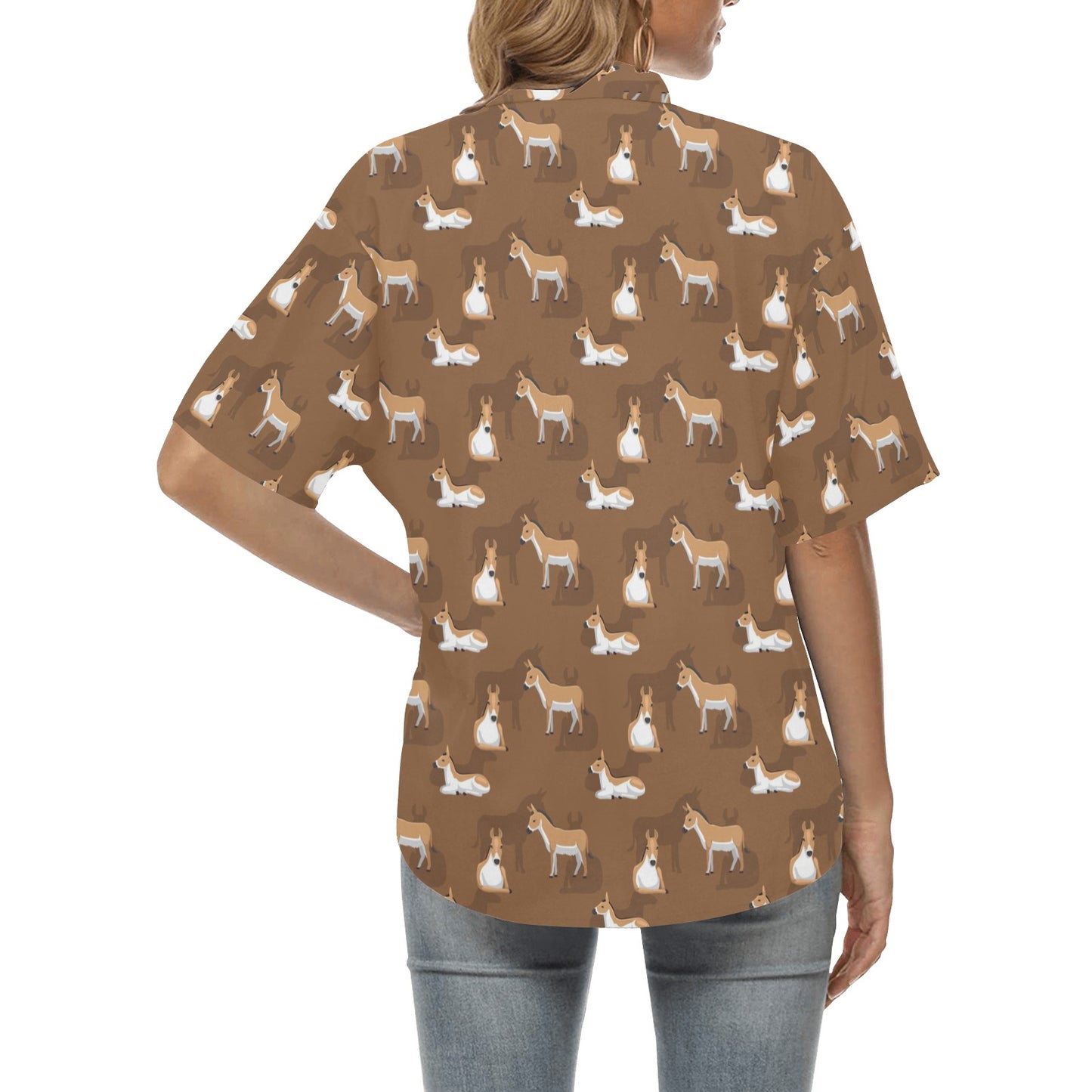 Donkey Print Design LKS401 Women's Hawaiian Shirt