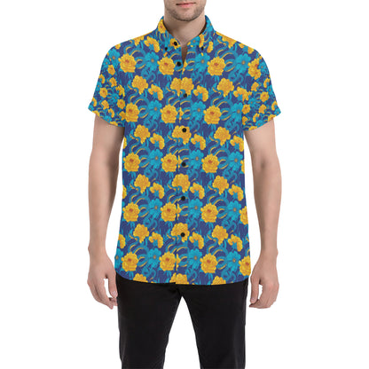 Boa Pattern Print Design 01 Men's Short Sleeve Button Up Shirt