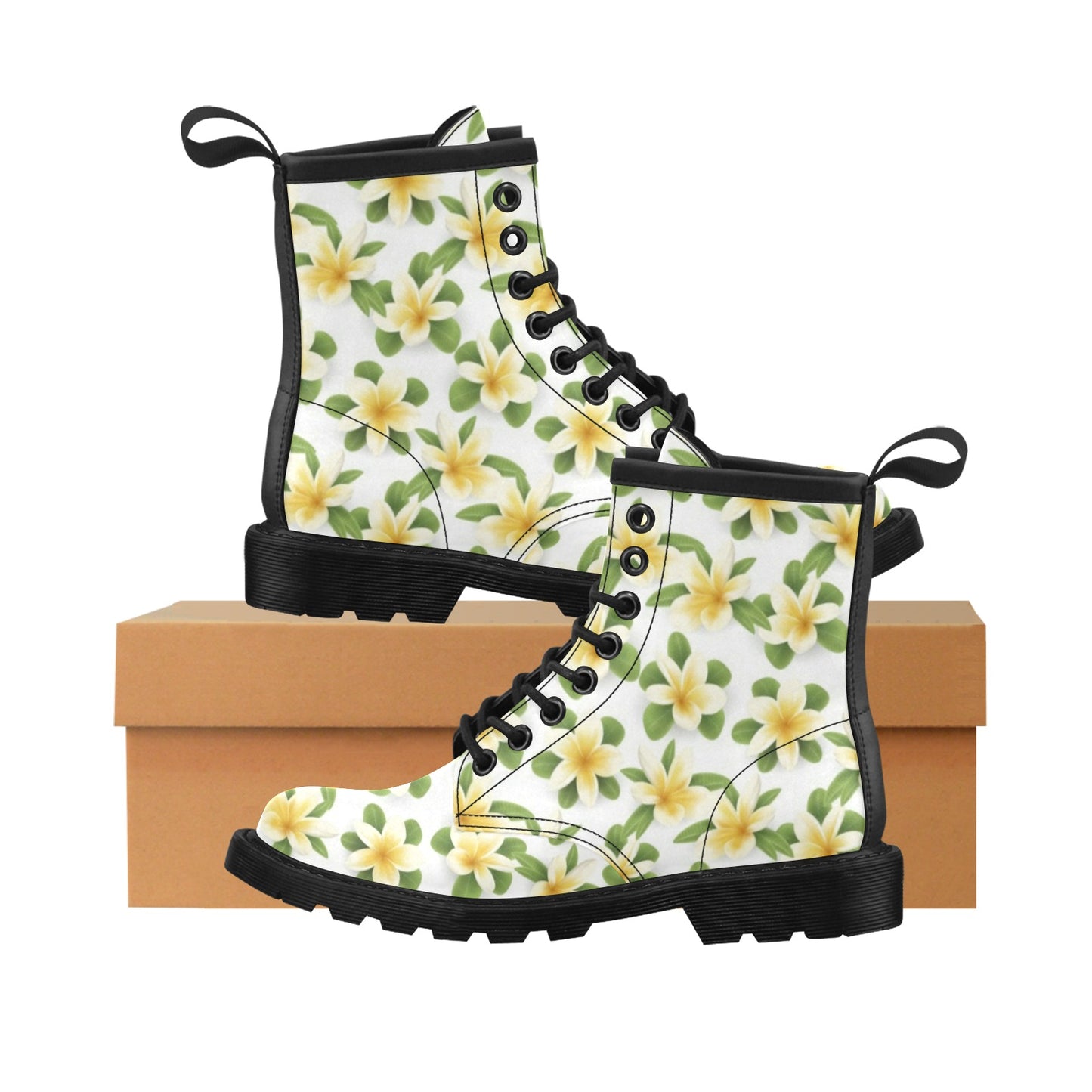 Yellow Plumeria Pattern Print Design PM012 Women's Boots