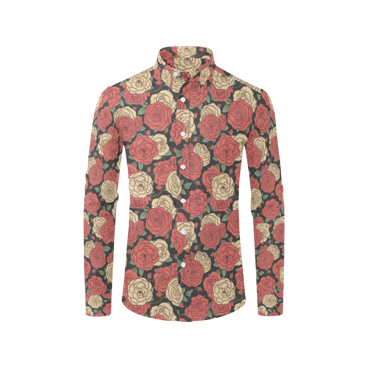 Camellia Pattern Print Design CM01 Men's Long Sleeve Shirt