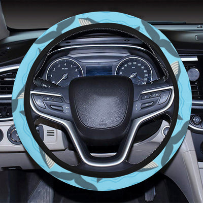 Whale Pattern Design Themed Print Steering Wheel Cover with Elastic Edge