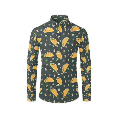 Taco Pattern Print Design TC02 Men's Long Sleeve Shirt