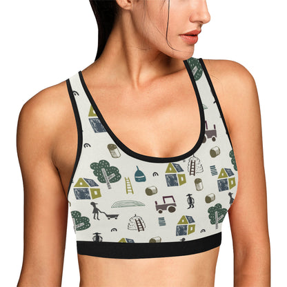 Agricultural Farm Print Design 01 Sports Bra