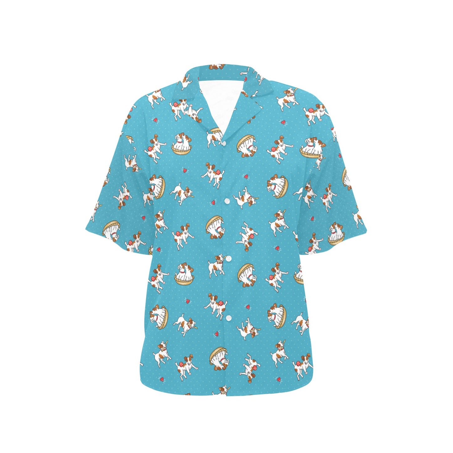Russell Terriers Playing Print Design LKS305 Women's Hawaiian Shirt