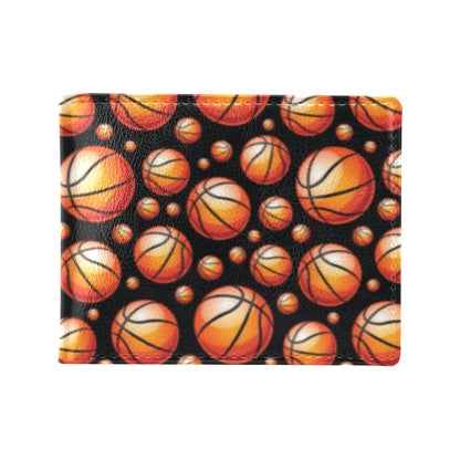 Basketball Black Background Pattern Men's ID Card Wallet