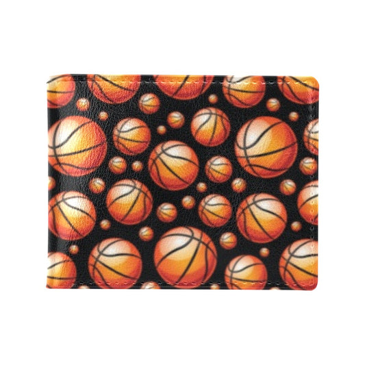 Basketball Black Background Pattern Men's ID Card Wallet