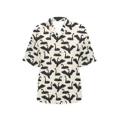 Swan Print Design LKS402 Women's Hawaiian Shirt