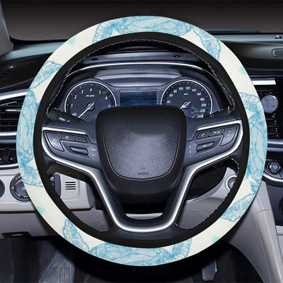 Sea Turtle Pattern Print Design T01 Steering Wheel Cover with Elastic Edge