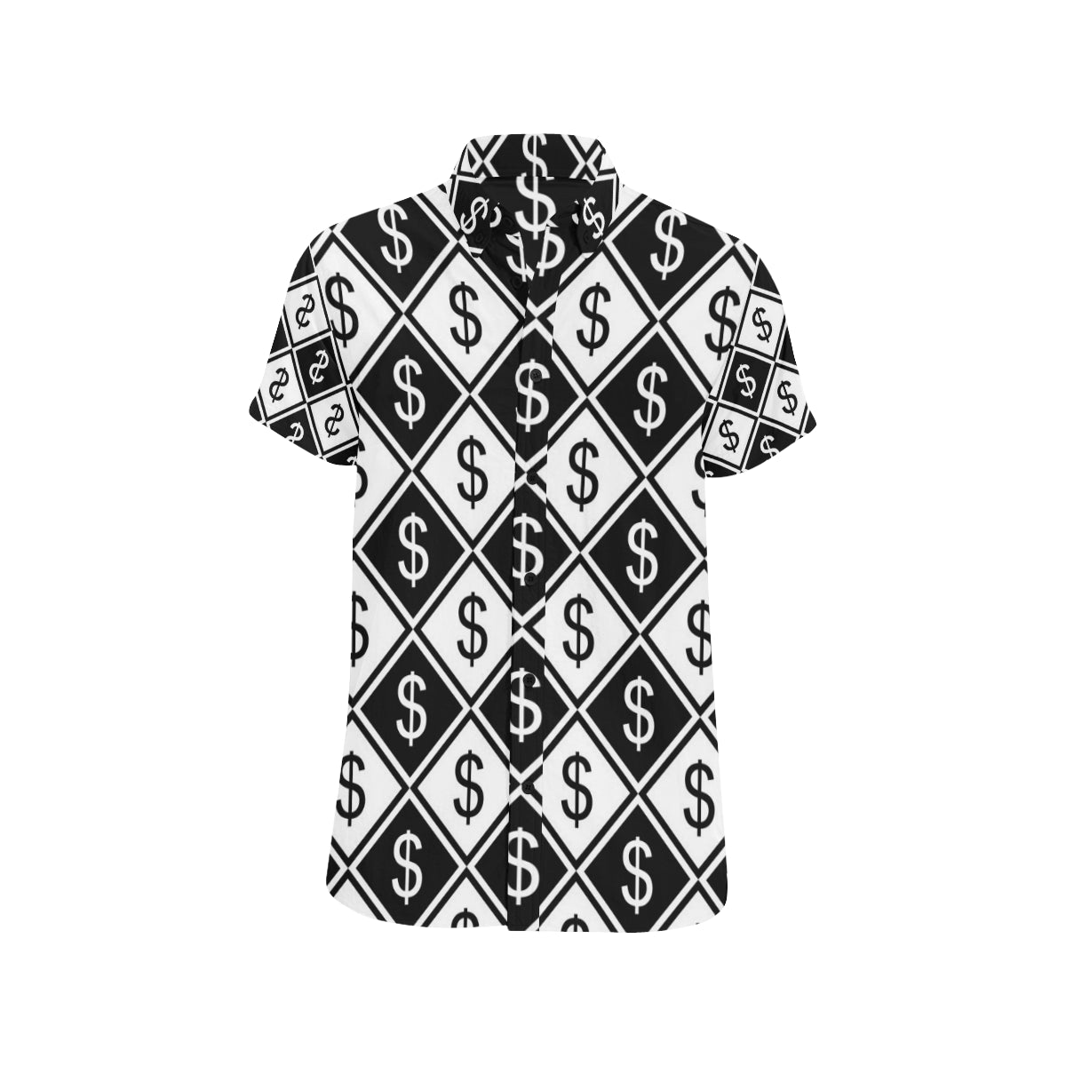 Money Pattern Print Design 04 Men's Short Sleeve Button Up Shirt