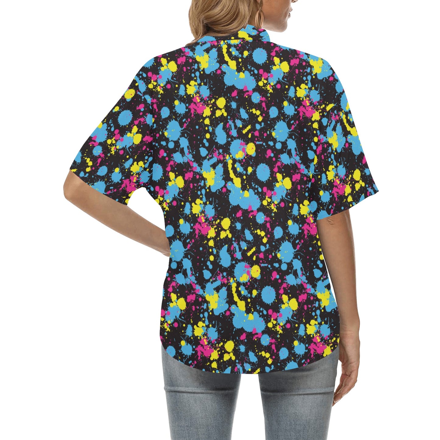 Splatter Colorful Print Design LKS301 Women's Hawaiian Shirt