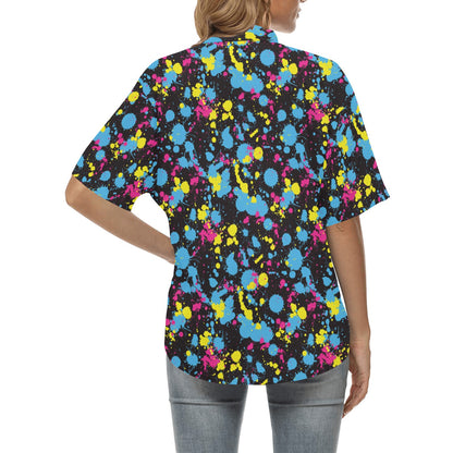 Splatter Colorful Print Design LKS301 Women's Hawaiian Shirt