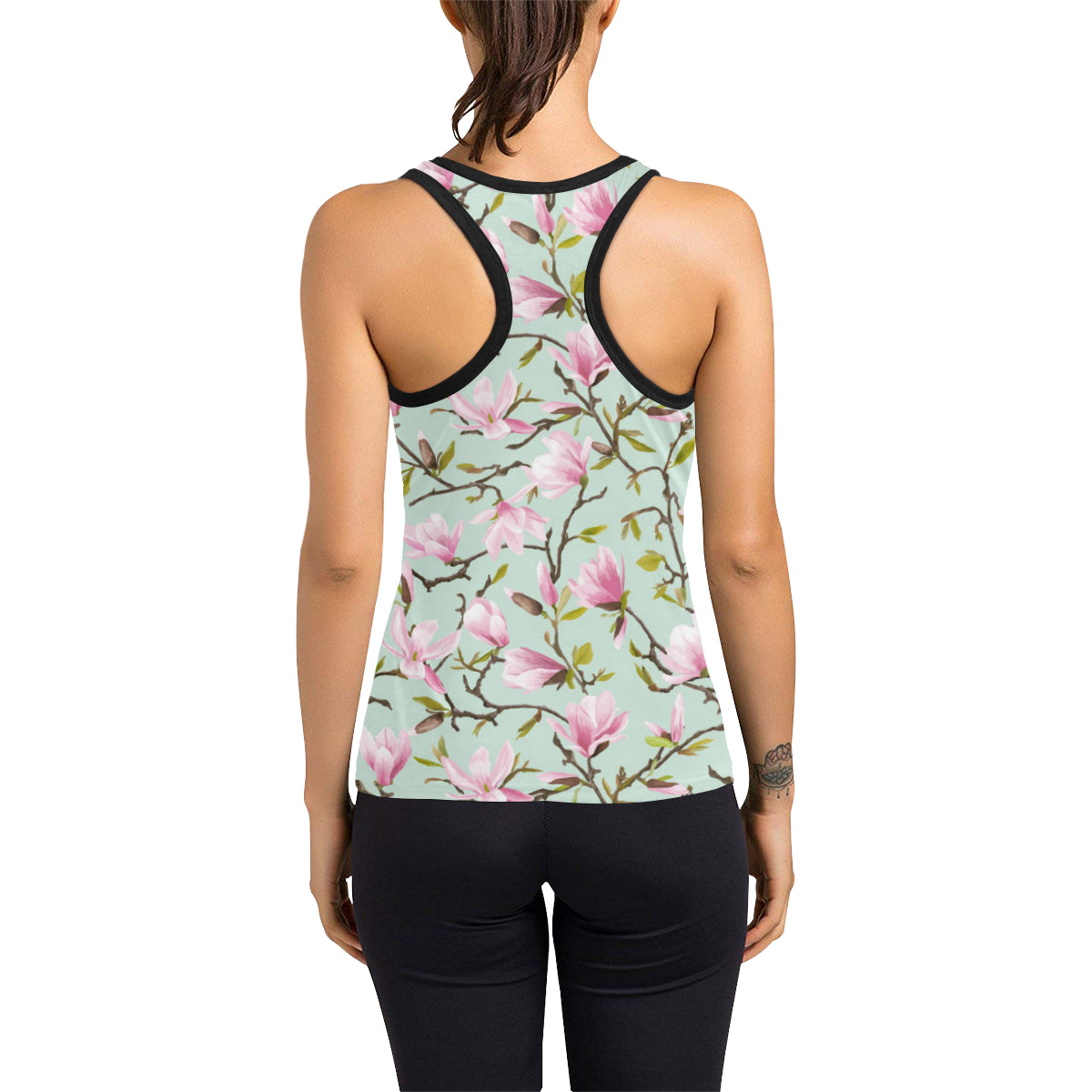 Magnolia Pattern Print Design MAG04 Women's Racerback Tank Top