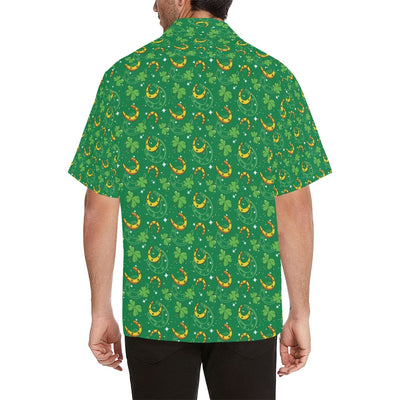 Shamrock With Horse Shoes Print Design LKS305 Men's Hawaiian Shirt