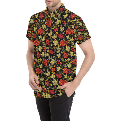 Cranberry Pattern Print Design CB02 Men's Short Sleeve Button Up Shirt