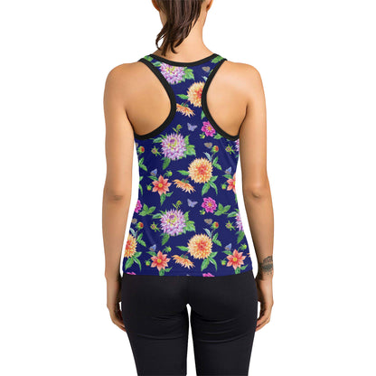 Dahlia Pattern Print Design DH010 Women's Racerback Tank Top