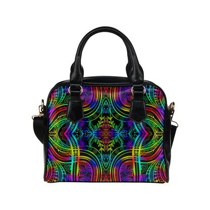 Neon Trible Rainbow Pattern Print Design A01 Shoulder Handbag