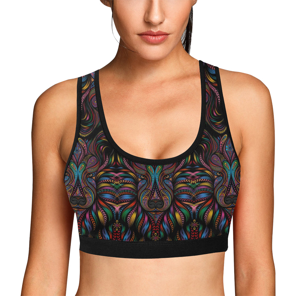 Colorful Art Wolf Sports Bra