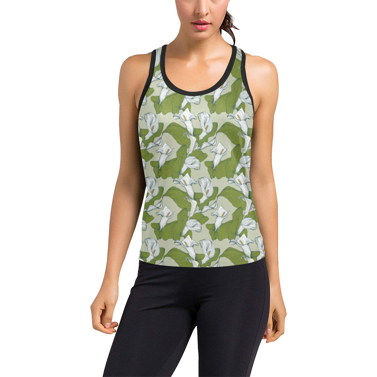 Lily Pattern Print Design LY08 Women's Racerback Tank Top