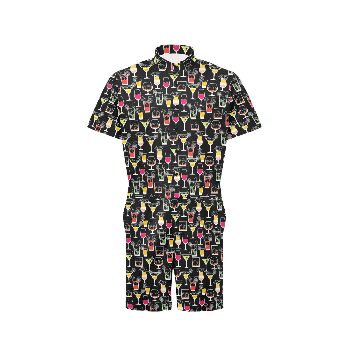 Cocktail Pattern Print Design 01 Men's Romper