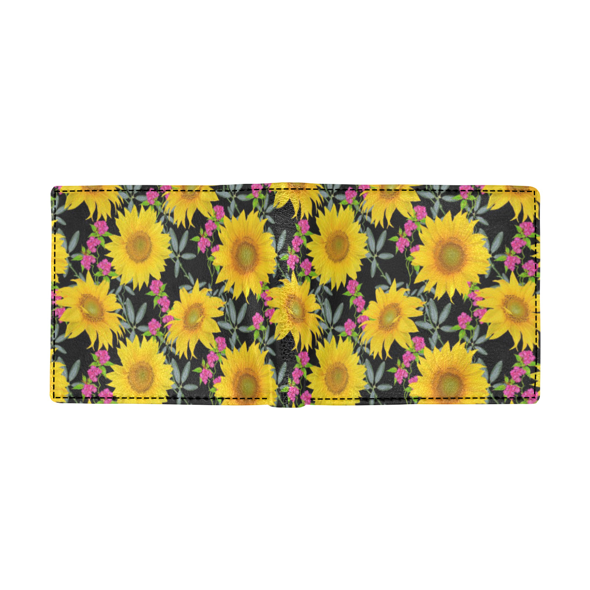 Sunflower Pattern Print Design SF014 Men's ID Card Wallet