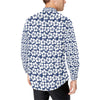 Hibiscus Blue Hawaiian Flower Pattern Men's Long Sleeve Shirt