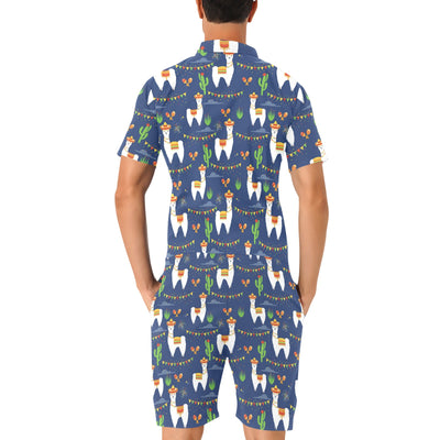 Llama Cactus Pattern Print Design 05 Men's Romper