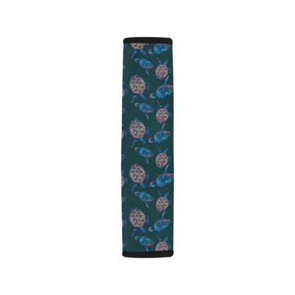 Sea Turtle Hand Drawn Blue Print Car Seat Belt Cover