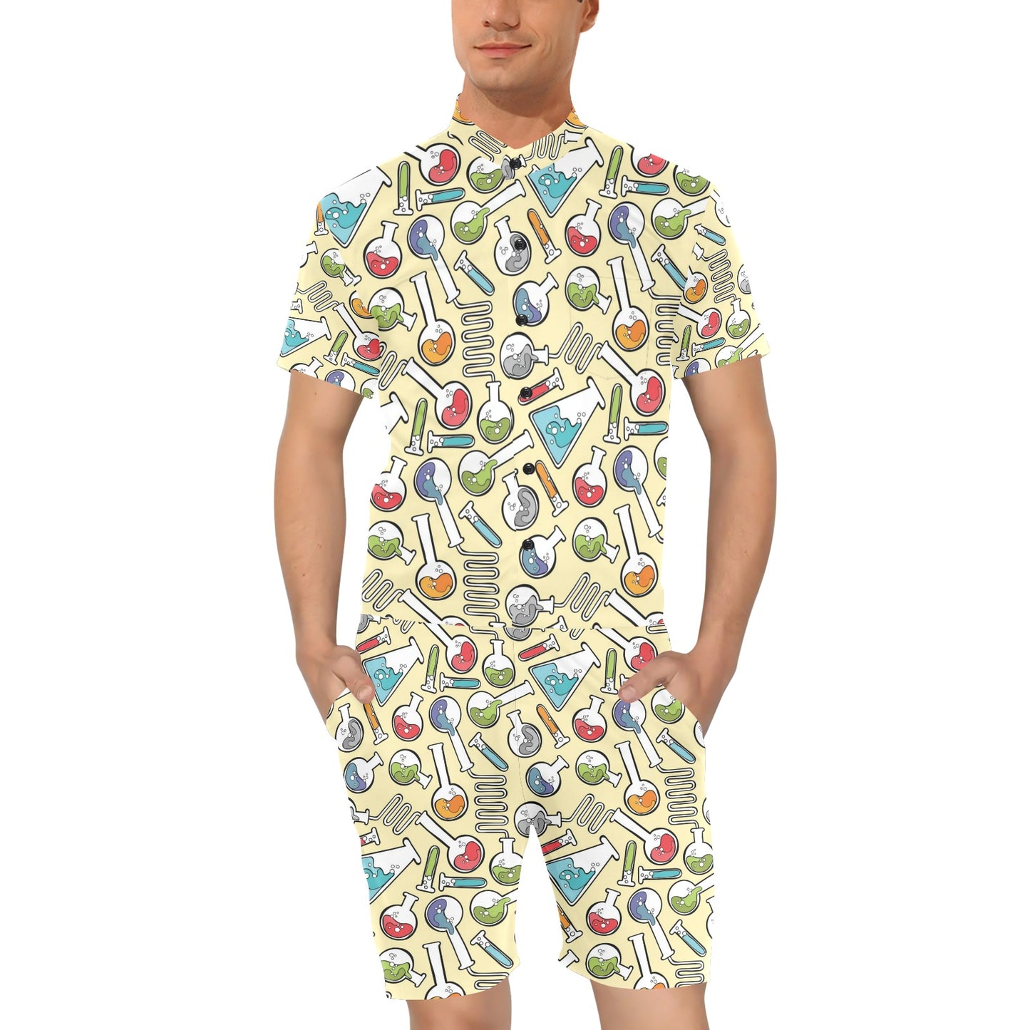 Chemical Pattern Print Design 04 Men's Romper
