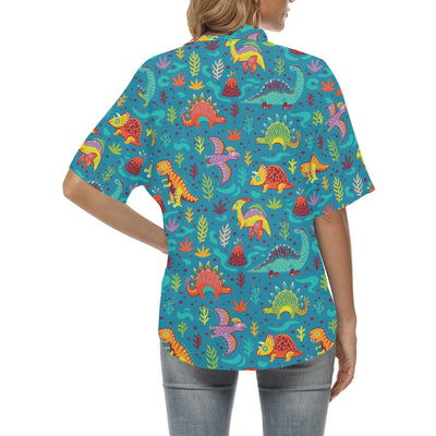 Dinosaur Cartoon Style Women's Hawaiian Shirt