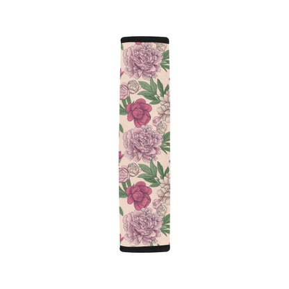 Peony Pattern Print Design A01 Car Seat Belt Cover