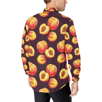 Peach Pattern Print Design A04 Men's Long Sleeve Shirt