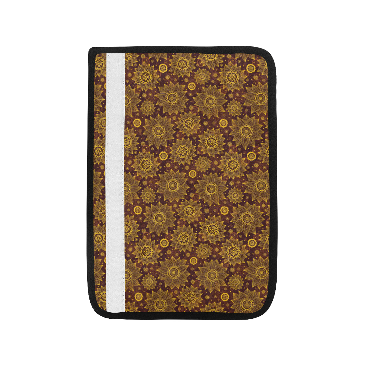 Gold Sunflower Hand Drawn Print Car Seat Belt Cover