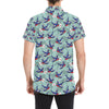 Swallow Bird Pattern Print Design 02 Men's Short Sleeve Button Up Shirt